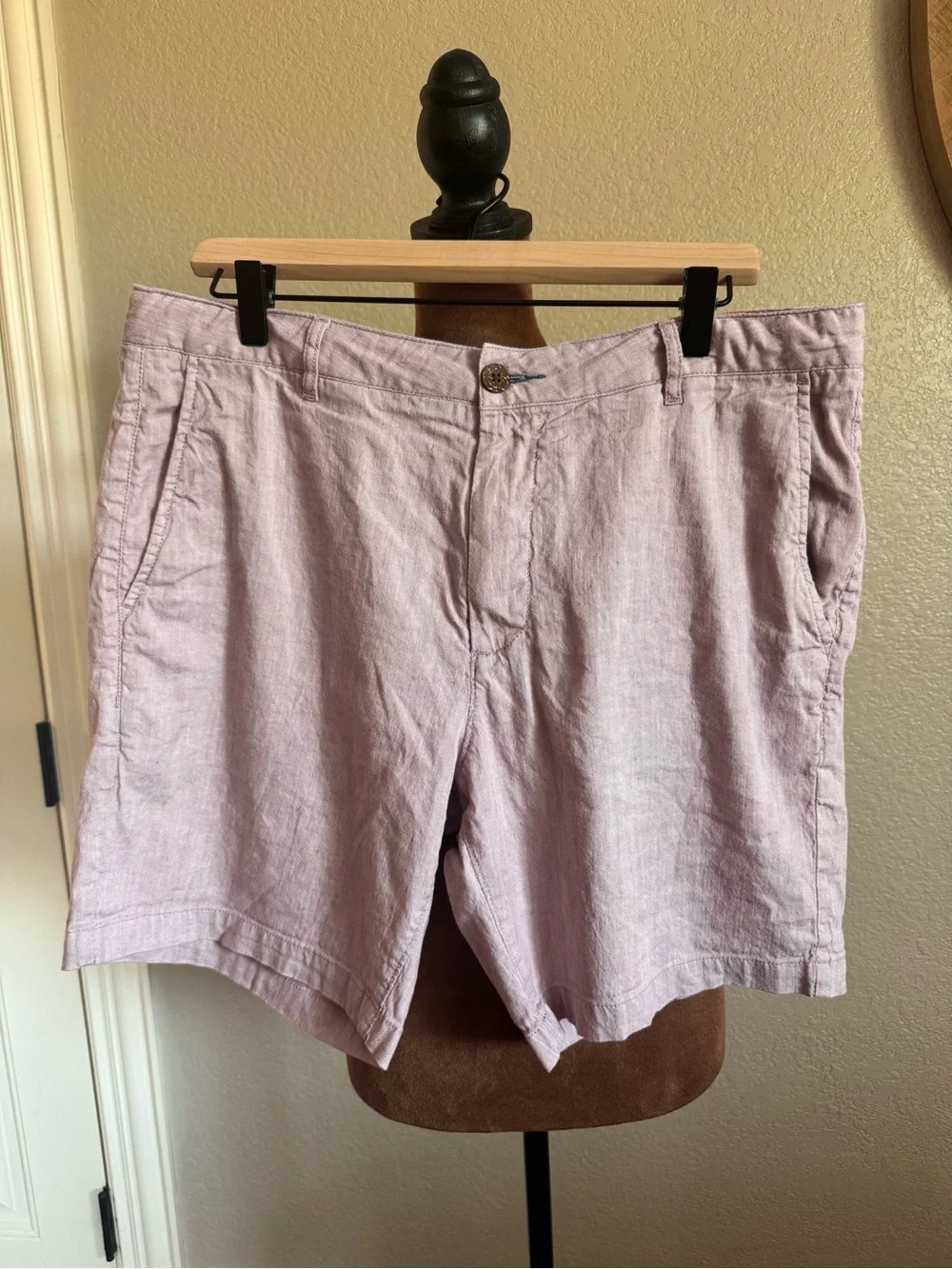 Faherty Brand Mens 34 Linen Organic Cotton Shorts Dusty Lavender Lilac Chino